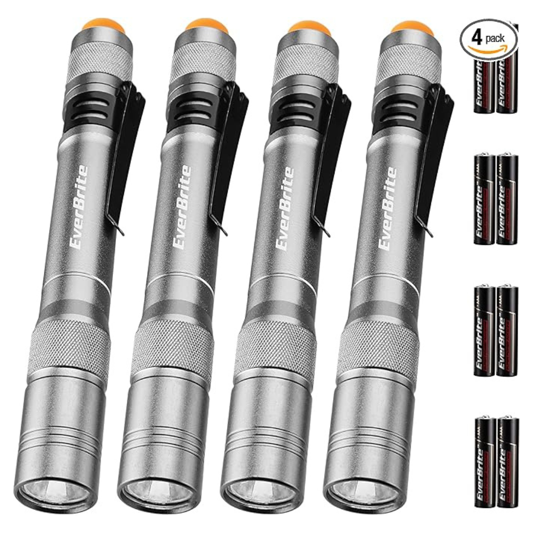 4-Pack EverBrite 100LM Aluminum LED Pen Pocket Flashlights