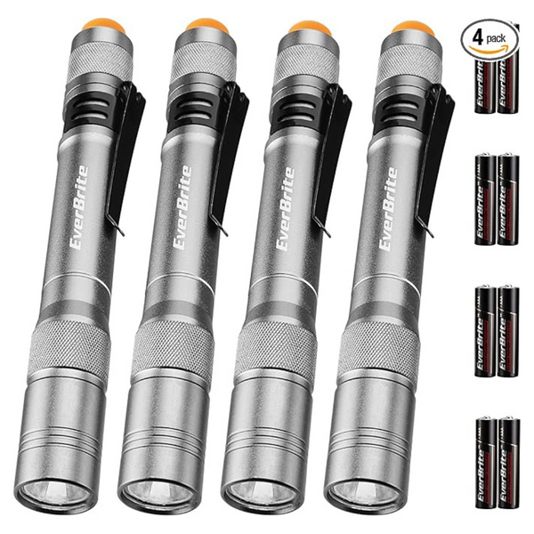 4-Pack EverBrite 100LM Aluminum LED Pen Pocket Flashlights