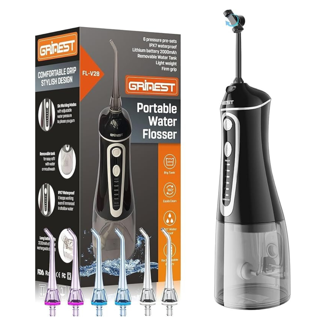 Grinest 7-Modes Rechargeable Cordless Portable Water Dental Flosser