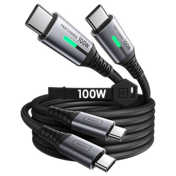 2-Pack INIU 100W PD 5A QC 4.0 Fast Charging USB-C To USB-C Cable (6.6ft)