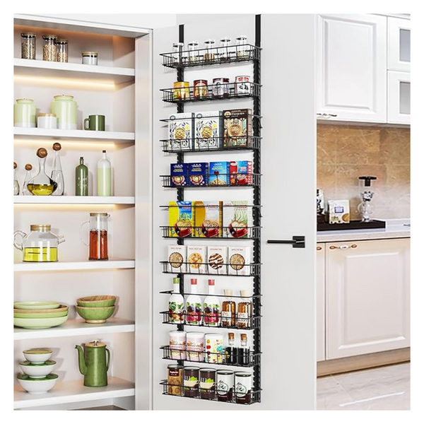 Churboro Over The Door Pantry Organizer Rack With 9 Baskets