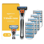 17-Piece Amazon Basics 5-Blade Men's Razor (Handle + 16 Cartridges)