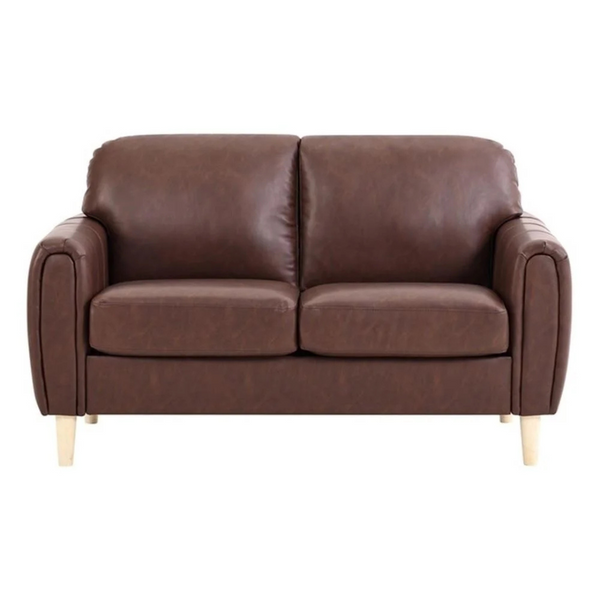 Serta Darby Transitional Stationary Loveseat (Brown Faux Leather)