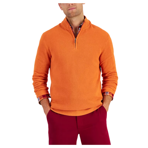Club Room Men's Quarter-Zip Textured Cotton Sweater