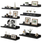 8-Pack 16" FlyJoe Floating Wall Mounted Shelves Set (Walnut)
