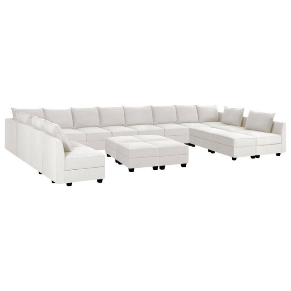 215.96" Armless 13-piece Linen U-Shaped Sectional Sofa