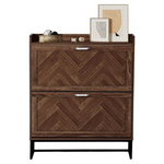 Narrow Hidden Shoe Storage Cabinet With 2 Flip Drawers