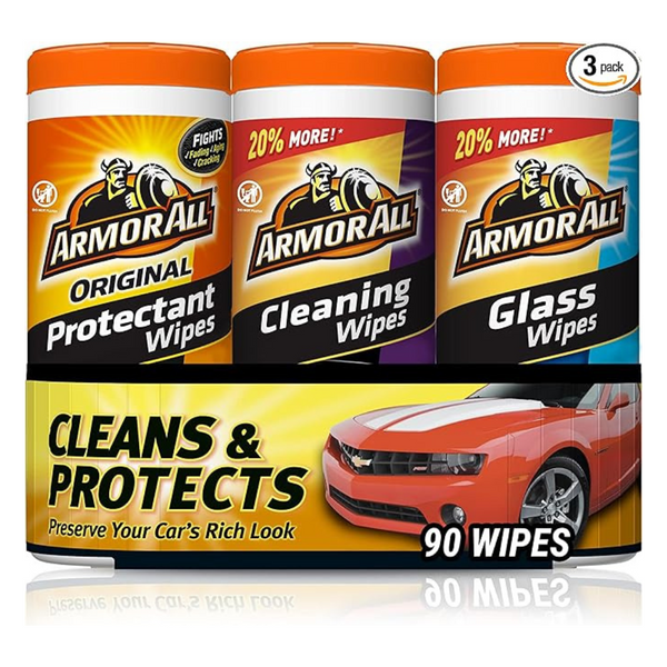 90-Count (3pk x 30ct) Armor All Car Protectant, Glass and Cleaning Wipes
