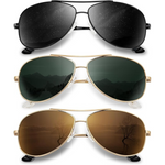 3-Pack Aviator Polarized Sunglasses with UV Protection (2-Colors)