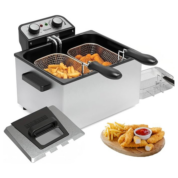 Vexon 1800W 5 L Large Electric Deep Fryer with 3 Frying Baskets