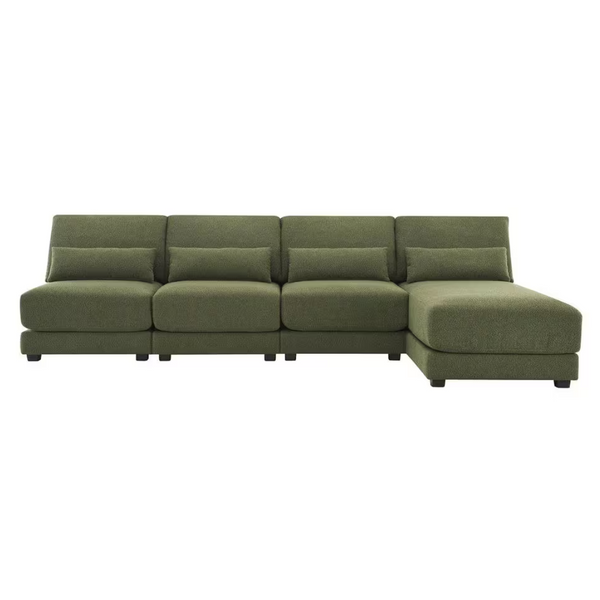 Polibi 120" Square Arm Fabric L-Shaped Sofa