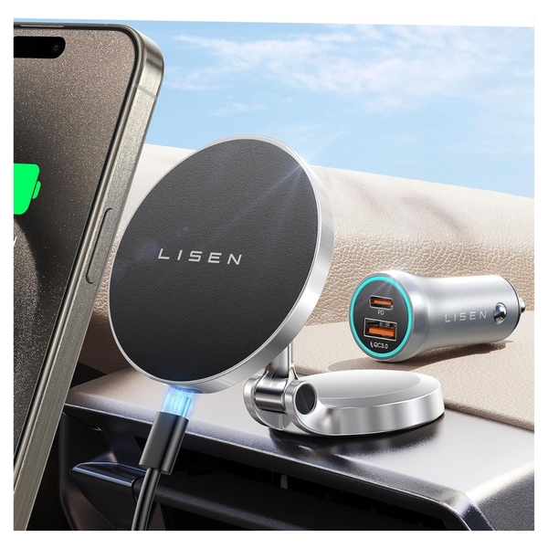 LISEN Qi2 15W MagSafe Car Mount Phone Charger