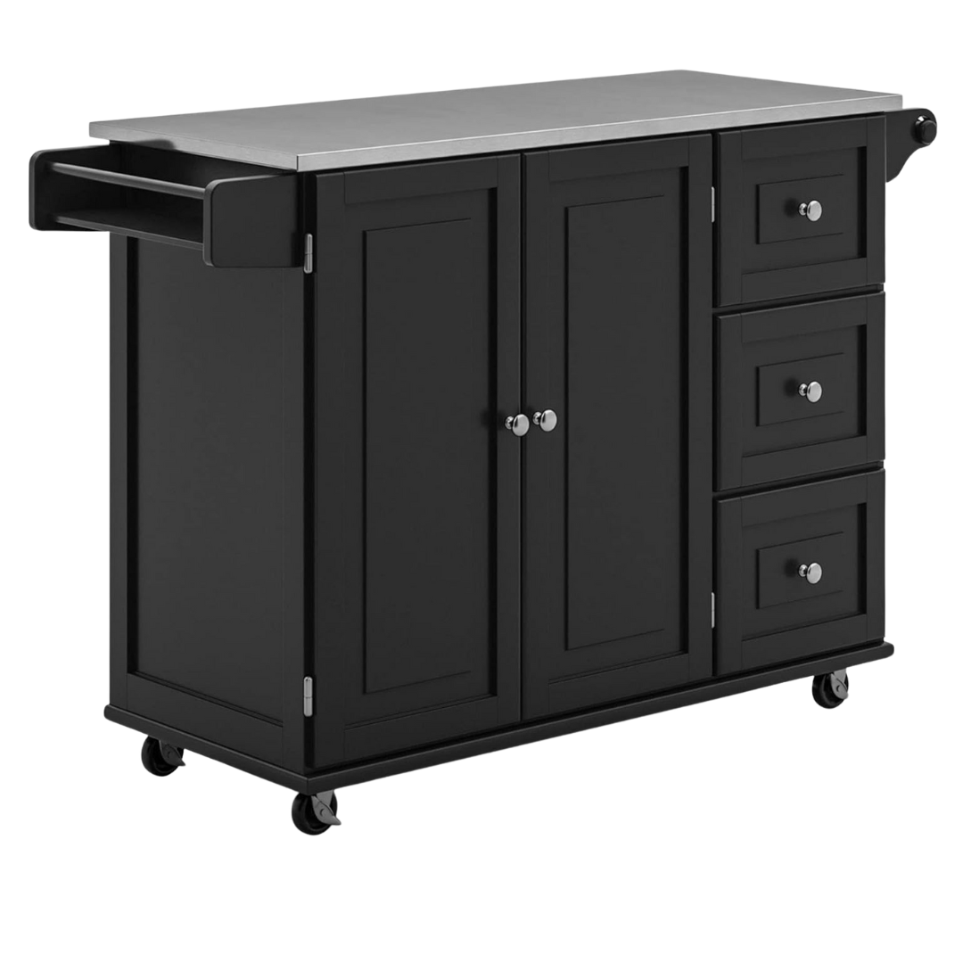 Dolly Madison Mobile Kitchen Island Cart W/ Stainless Steel Top