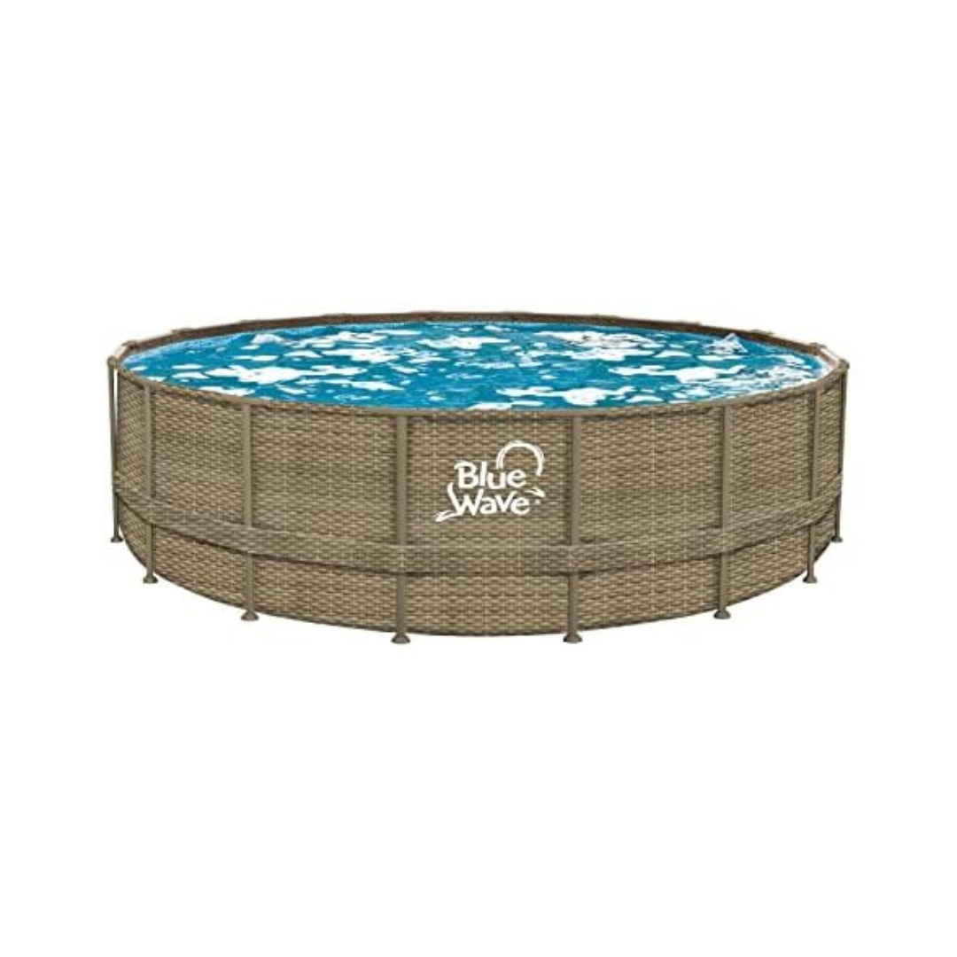 Blue Wave 24' Round x 52" Ground Pool With Wicker Frame & Cover