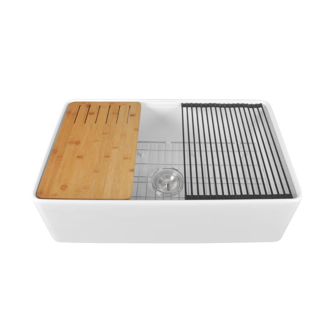 DeerValley Single Basin Workstation Farmhouse Kitchen Sink