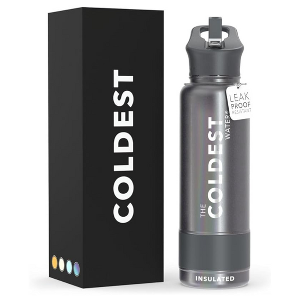 40-Oz Coldest Stainless Steel Vacuum Insulated Water Bottle w/ Straw Lid