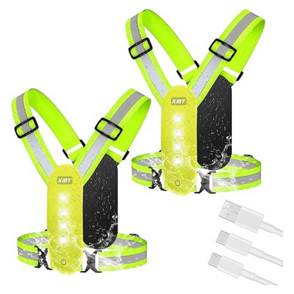 2-Piece Rechargeable Adjustable LED Running Vest