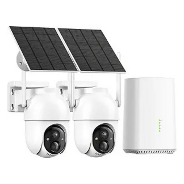 2-Pack Outdoor Wireless Solar Security Cameras w/ 360 deg. Panoramic View