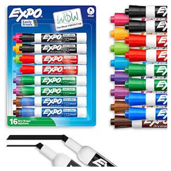 16-Count Expo Low Odor Ink Assorted Dry Erase Markers (Chisel Tip)