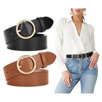 2-Pack Women's Leather Belt Faux Leather Waist Belt