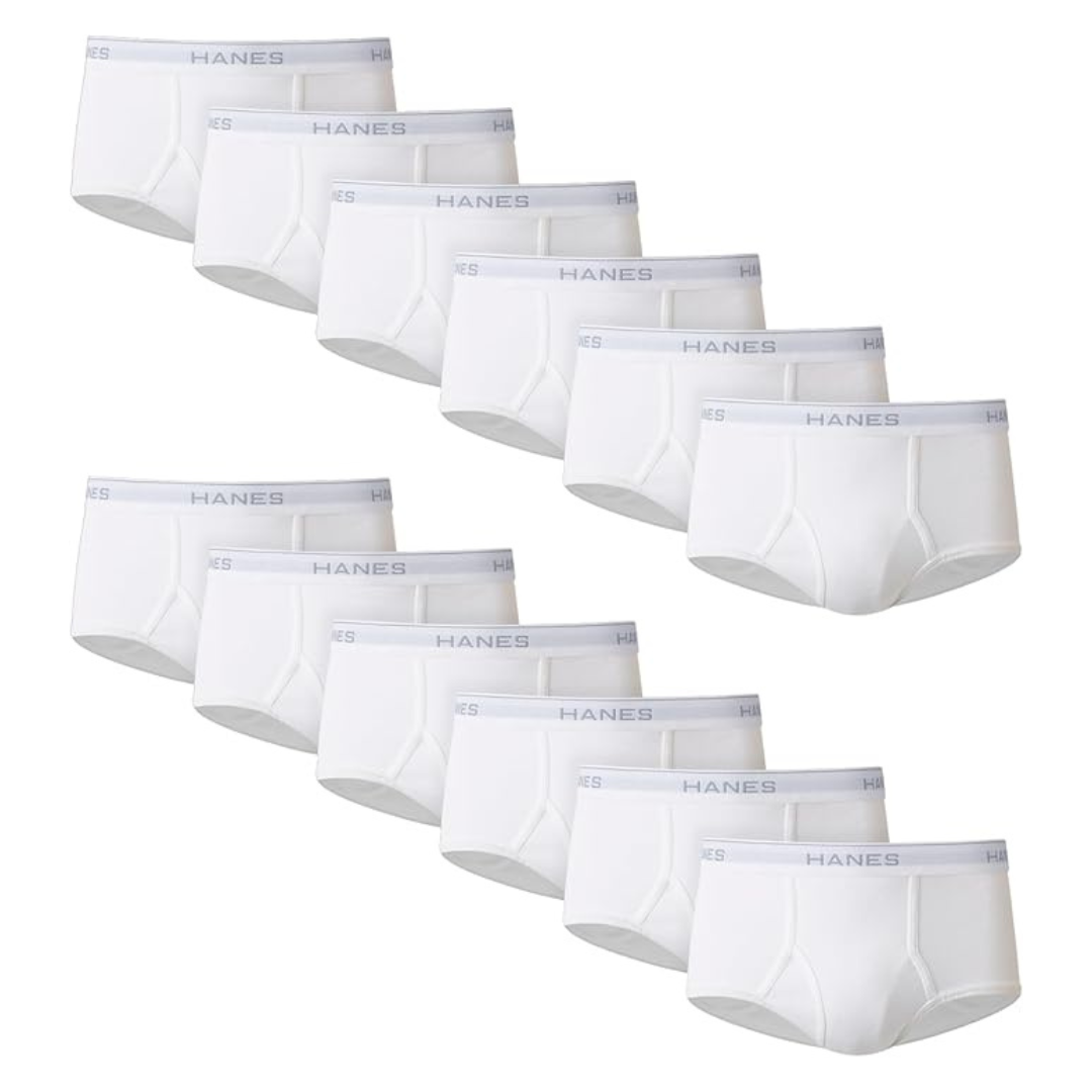 Hanes Men’s Tagless White Briefs With ComfortFlex Waistband (12 Pack)