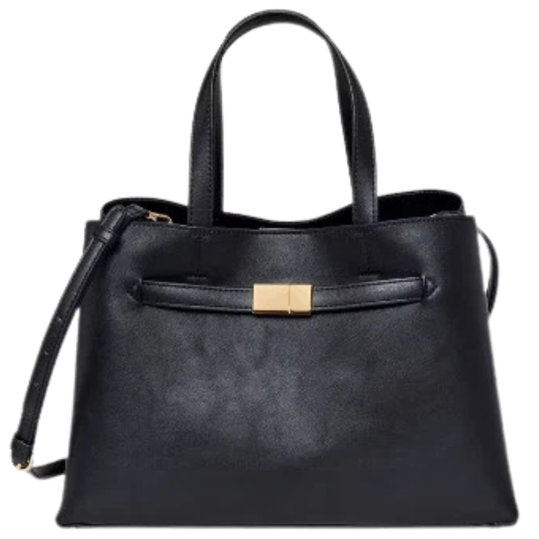A New Day Belted Satchel Magnetic Closure Handbag