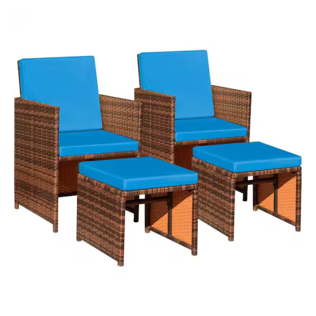 4-Pieces Tozey Patio Wicker Outdoor Patio Furniture Set