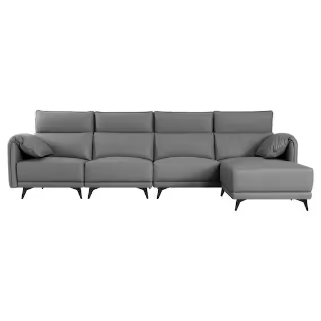 HOMESTOCK 122.83" Faux Leather 4-Seater Sofa Set