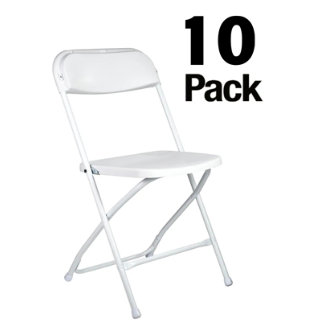 10-Pack Chivari Steel-Poly Folding Chairs (White)