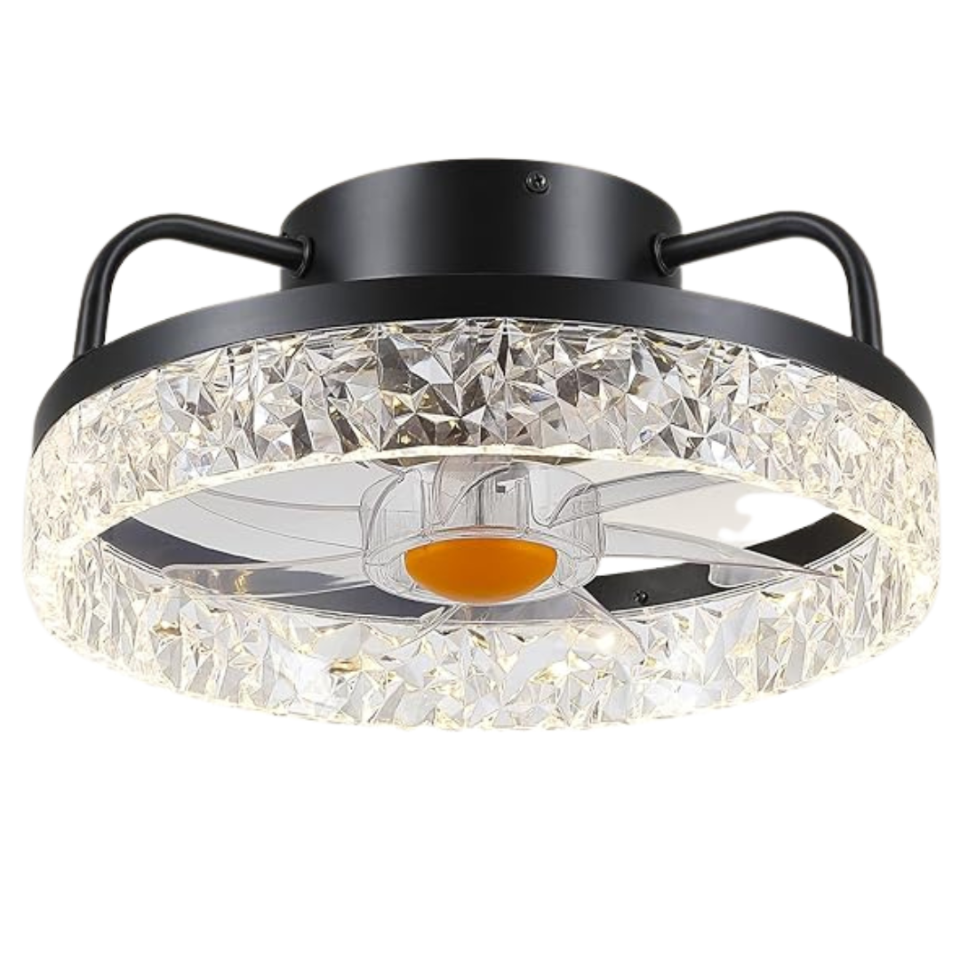 13" Flush Mount Low Profile Ceiling Light Fan With Remote/APP