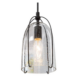 KSANA Modern Black Pendant Light With Seeded Glass Shade
