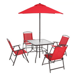 Mainstays Albany Lane 6-Piece Dining Set With Umbrella (Red)