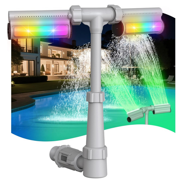 Swimming Pool Waterfall Fountain With 7-Color LED Lights