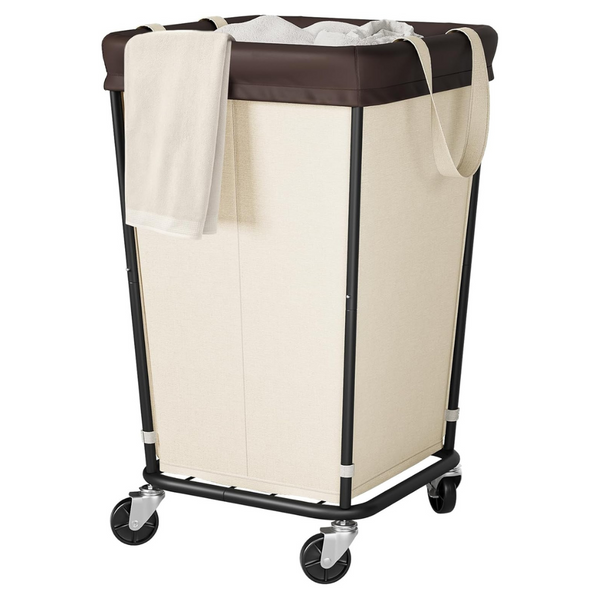 160-Liter Wawocs 2-Section Laundry Basket W/ Wheels