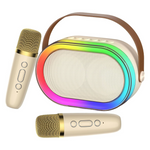 Mini Karaoke Machine With 2 Wireless Mic & LED Lights