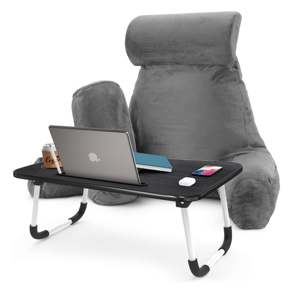 Nestl Reading Pillow With Portable Laptop Lap Desk (Gray)