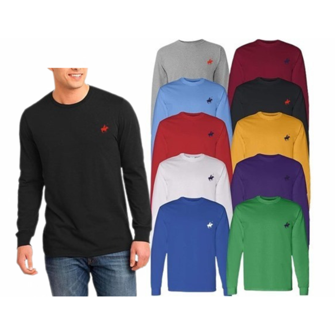 4-Pack Men's Cotton Long Sleeve T-Shirts (various colors)