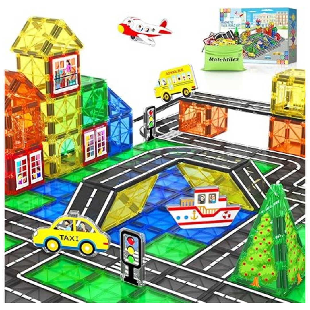Magnetic Building Tiles Road STEM Montessori Sensory Toy