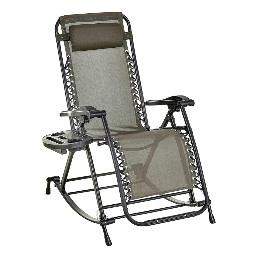 Outsunny Foldable Reclining Zero Gravity Lounge Rocker Chair