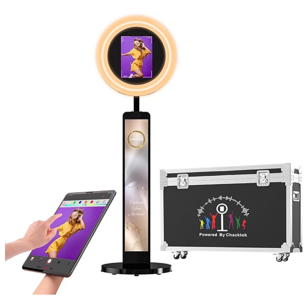 Harzhi Portable iPad Photo Booth with Stand & Flight Case