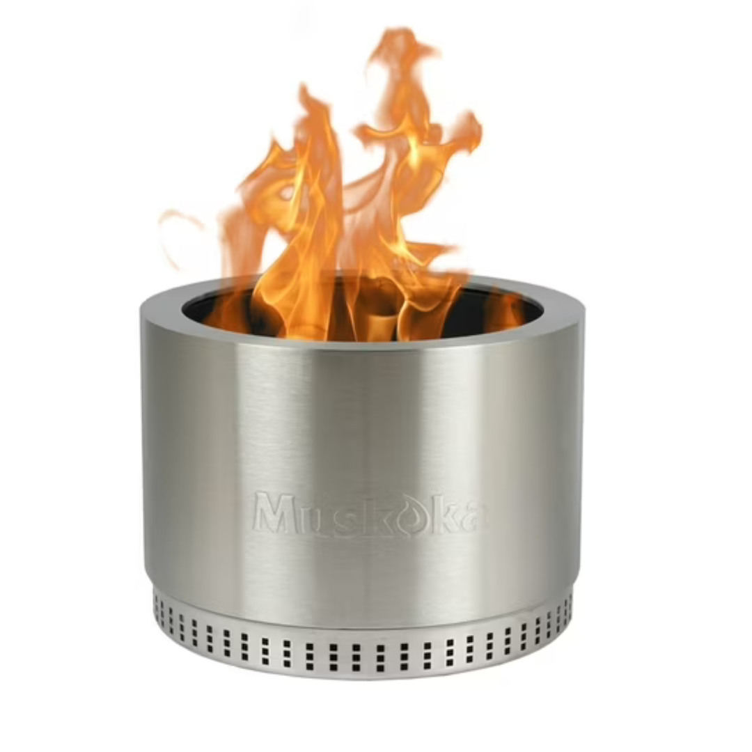19.5" Stainless Steel Smokeless Wood Burning Fire Pit w/ Protective Cover