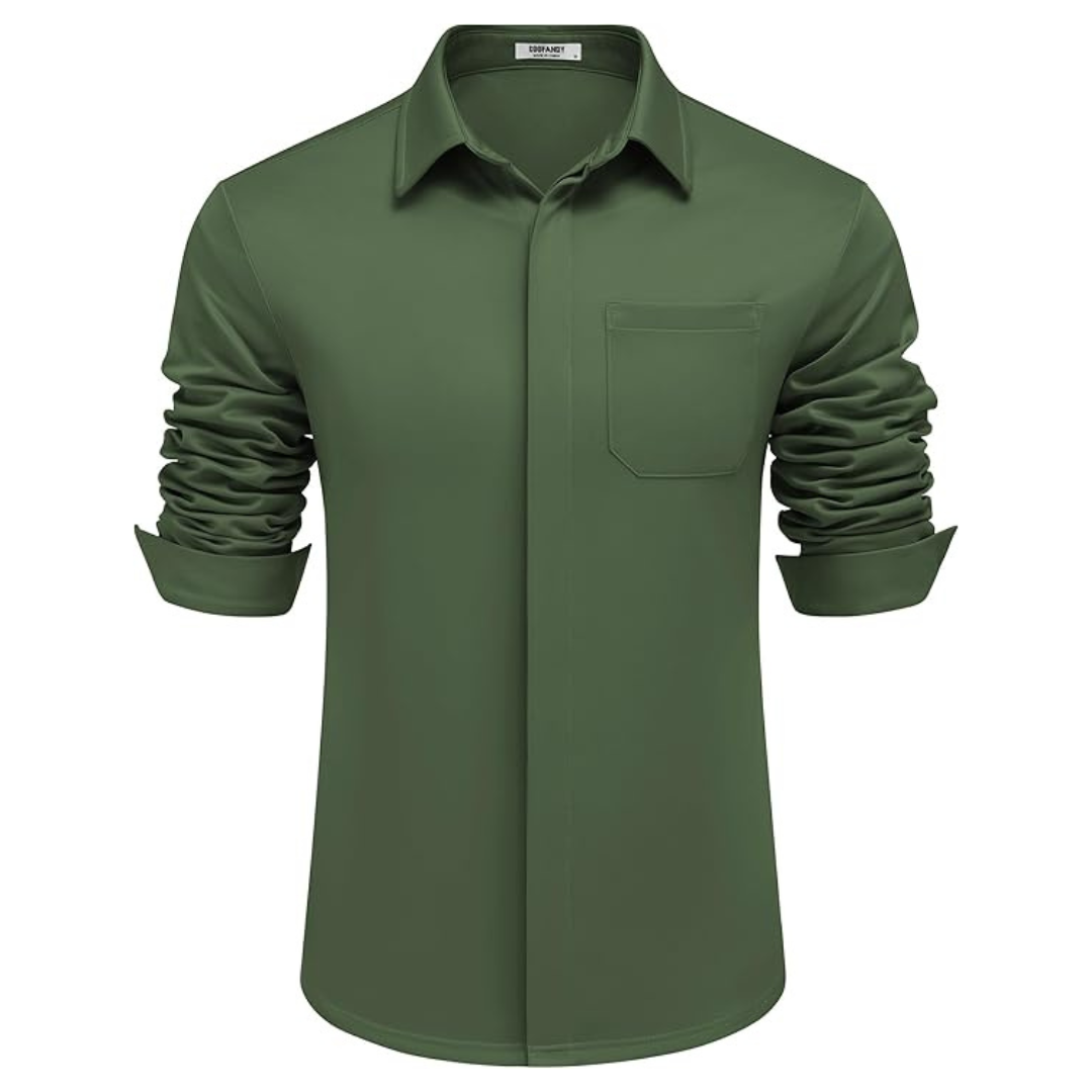 Men's Casual Summer Long Sleeve Wrinkle Free Dress Shirt