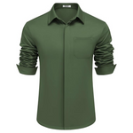 Men's Casual Summer Long Sleeve Wrinkle Free Dress Shirt