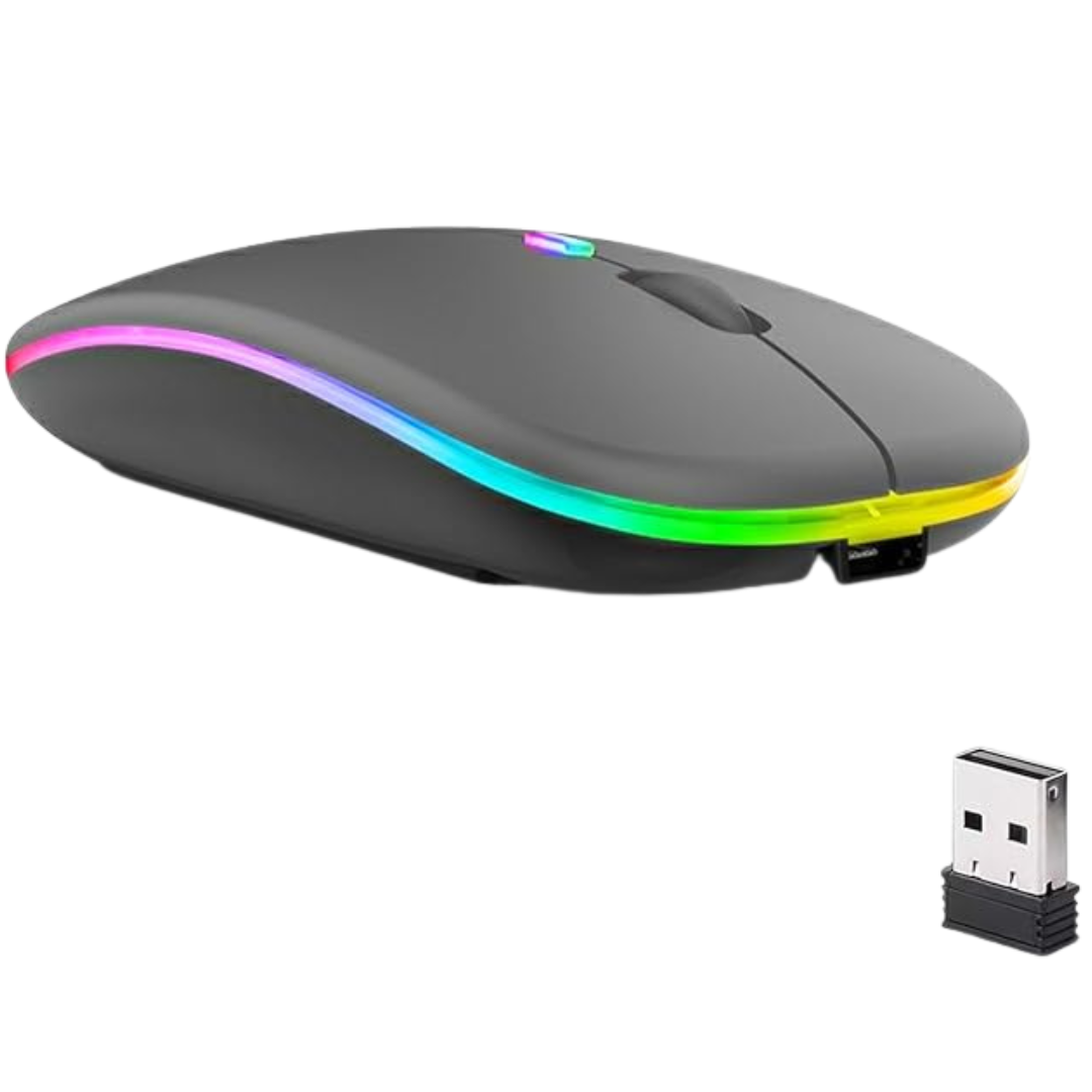 LED Rechargeable Silent Bluetooth + USB Mouse
