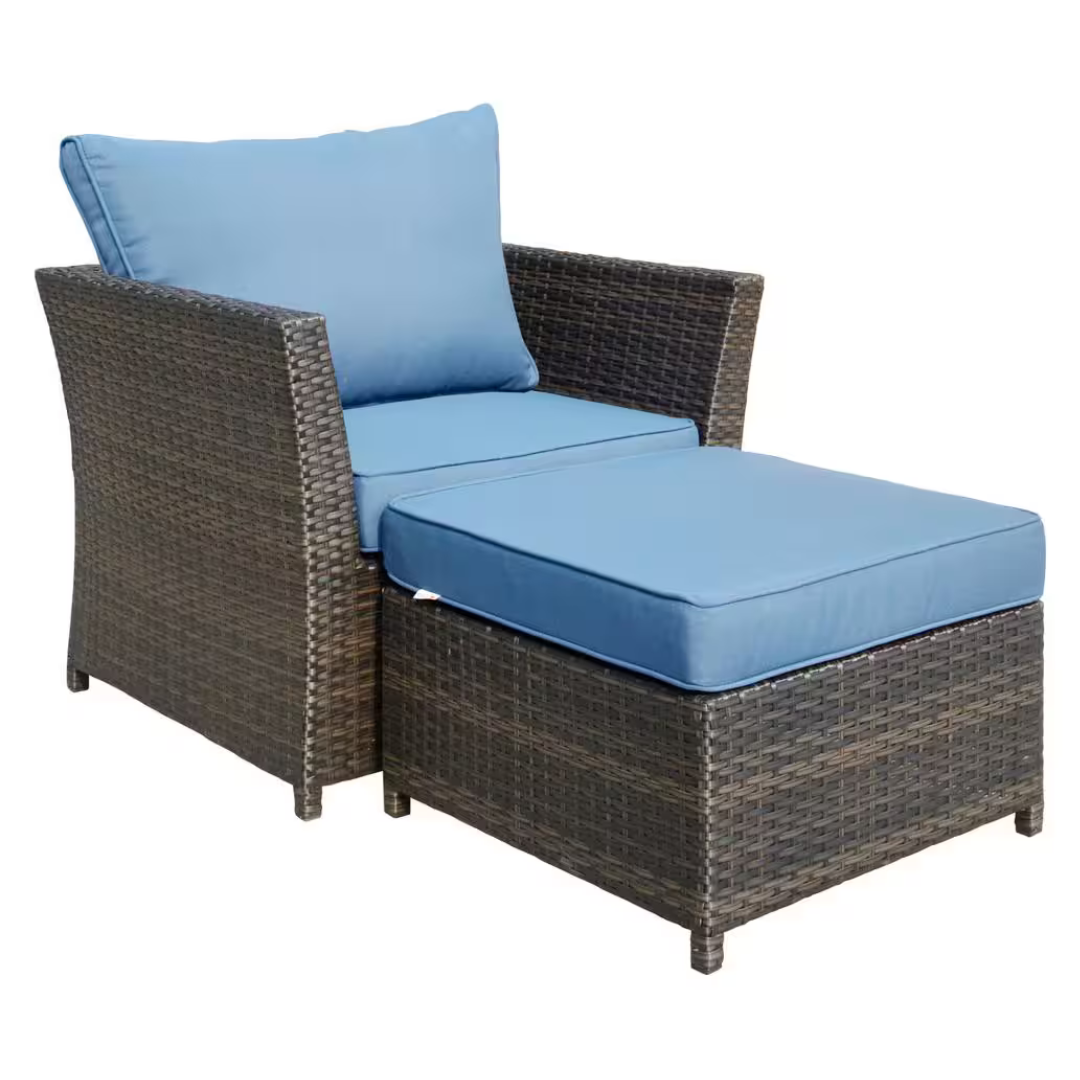 6-Piece Bella Gray Wicker Outdoor Sectional Set