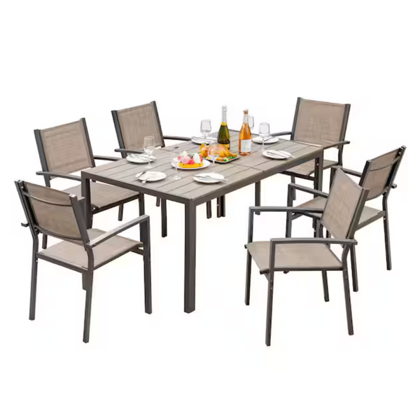 7-Piece Tozey Alfresco Bronze Steel Outdoor Dining Set