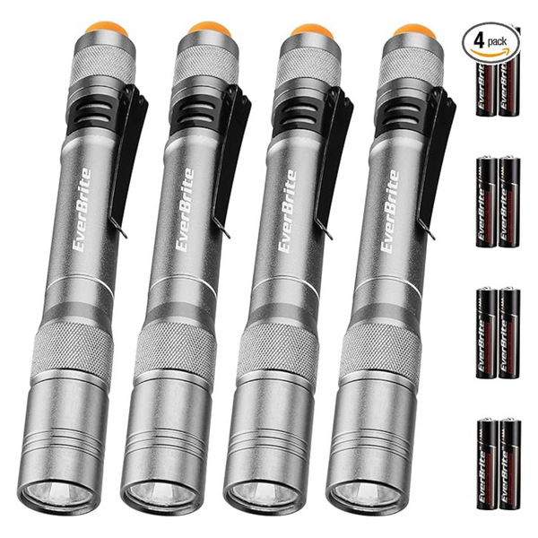 4-Pack EverBrite 100LM Aluminum LED Pen Pocket Flashlights