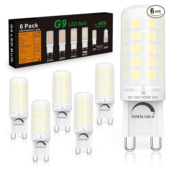 6-Pack Baoming G9 Dimmable 3W Super Bright LED Bulb