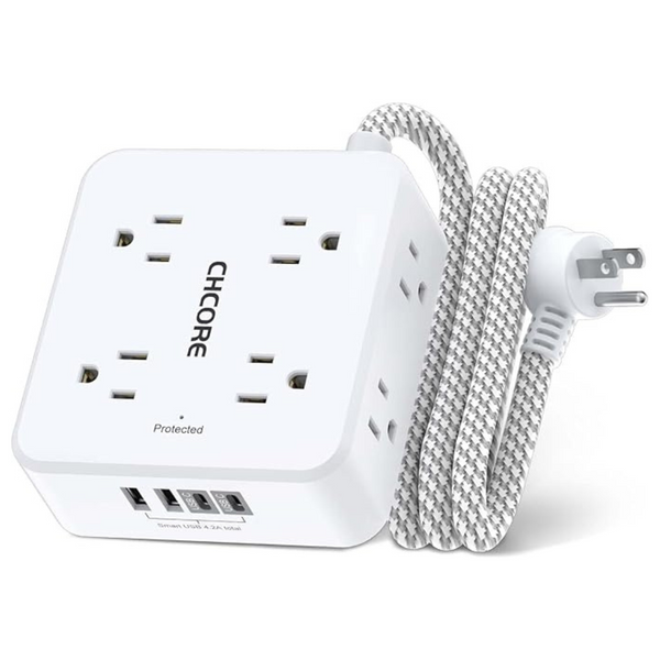 Surge Protector 5ft Braided Extension Cord 8 Outlets Power Strip