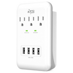3-Outlet 4 USB 4.8 AMP USB Charging Ports Surge Protector